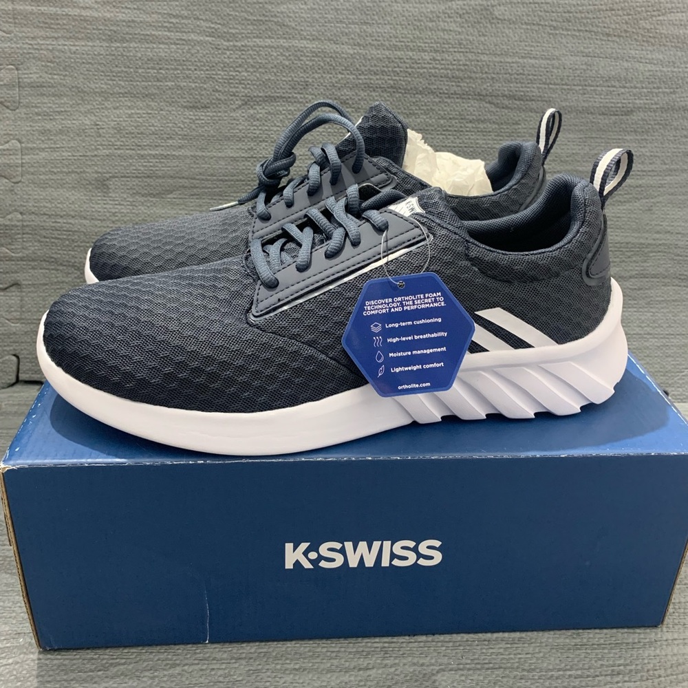 NWT K-Swiss aeronaut Men athletic India Ink/white ortholite shoes size 10